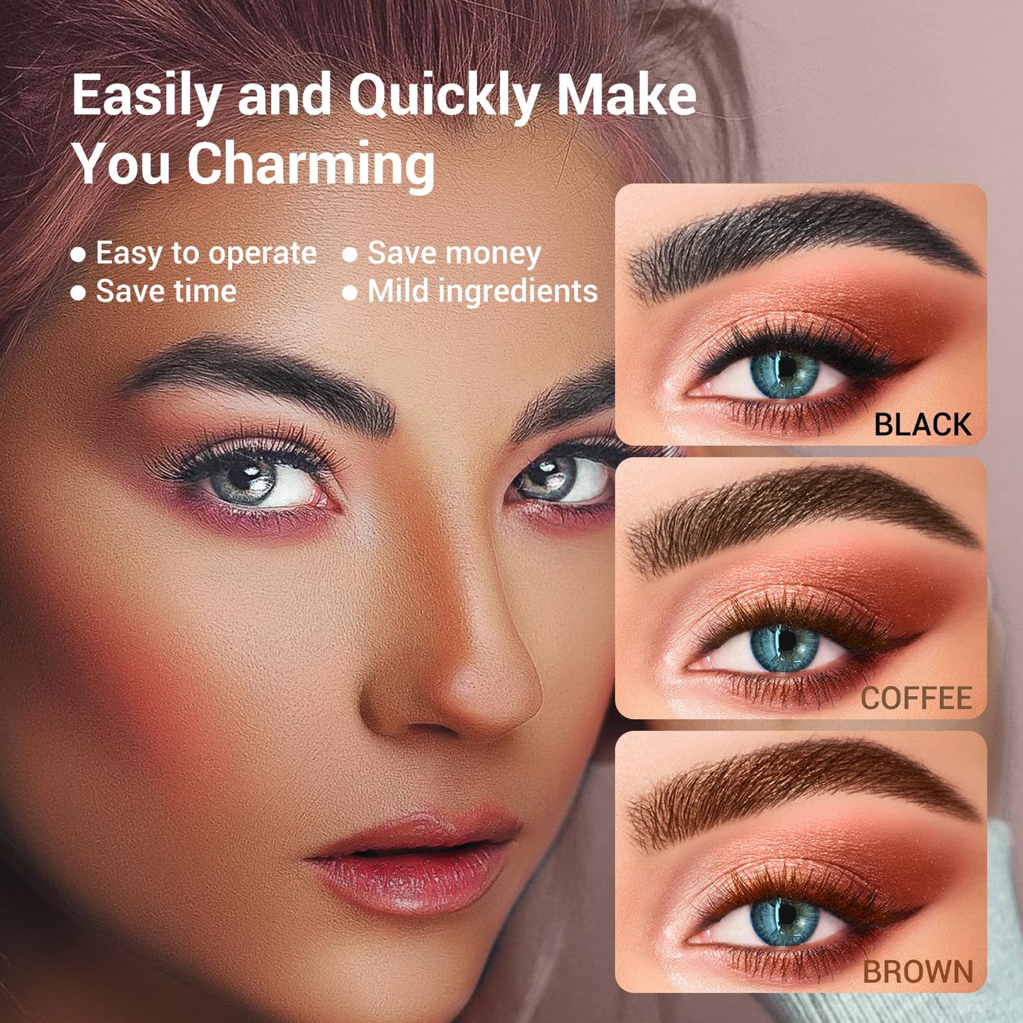 Eyebrow & Eyelash Color Kit, Professional Lash & Brow Color Kit, Instant Eyebrow Coloring Set with Natural Bushy Black Effects, Long-lasting, Easy to Use, 7ml, Black