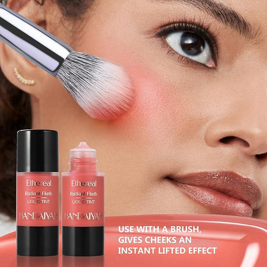 Liquid Blush for Cheeks, Blendable Cheek Tint, Long-lasting Liquid Blush with Naturally Radiant Finish, Daily Use Makeup Blush Drop with Brush-SPICY