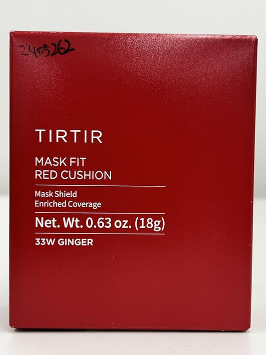 TIRTIR Mask Fit Red Cushion Foundation | Full coverage, Weightless, Skin fit, Satin Glow Finish, Korean Makeup, beauty, Tattoo cover up, Buildable (#33W Ginger, 0.63 Fl Oz)