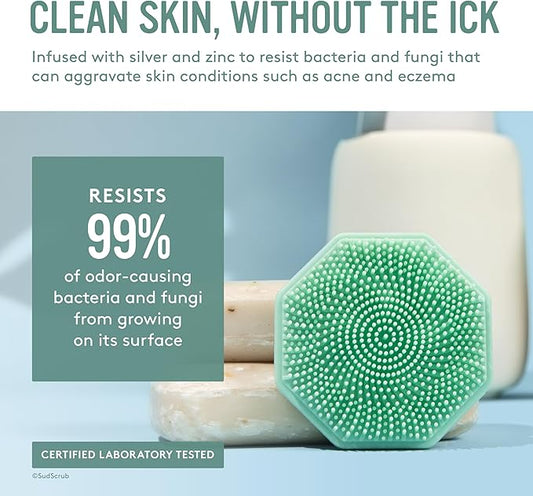 Sud Scrubยฎ Antimicrobial Silicone Face Scrubber, 1 Pack, Gentle Face Exfoliator for Sensitive Skin, Eco Friendly Facial Cleansing Brush, Exfoliating Face Brush for Men and Women (Mint)