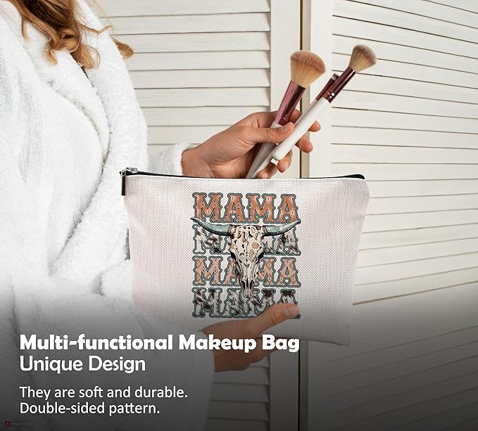Western Mama Makeup Bag,Mama Gifts Makeup Bag,Mama Cosmetic Bags With Zipper,Western Stuff for Women,Mama Birthday Gifts