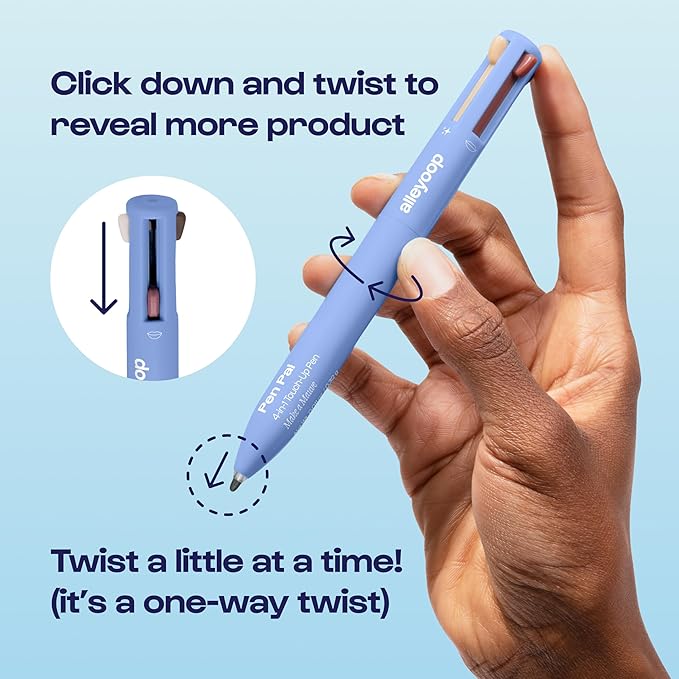 Alleyoop Pen Pal 4-in-1 Makeup Pen – Comes with Eyeliner, Lip Liner, Highlighter Makeup & Eyebrow Pencils for Women – Portable, Touch-Up On the Go – Cruelty-Free, Vegan (Berry Busy (Medium - Deep)