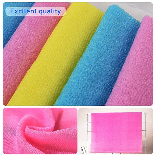 ARCH&M Exfoliating Washcloth Body Scrubber Back Scrubber for Shower Japanese Beauty Washcloth Bath Wash Cloth Korean Exfoliation Luffah Towel Net Sponge Loofah Body Scrub 3 Pack (Blue x 3)