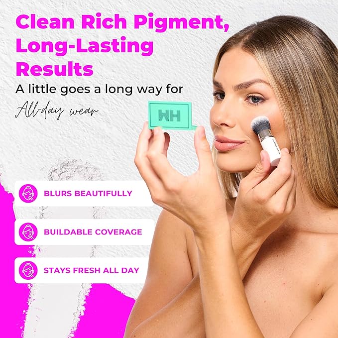 Haute Minute Translucent Smooth Setting Vegan Pressed Powder Makeup and Blurring Face Powder Foundation Full Coverage — Perfect for Travel Size Make Up, Talc-Free, For Oily & Dry Skin with Mirror
