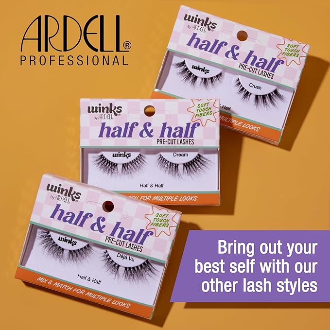Ardell Winks Half & Half Pre-Cut Lashes Dream, False Eyelashes, DIY Lash Cluster for Cat Eye Look, Wispy Strip, 1-Pack