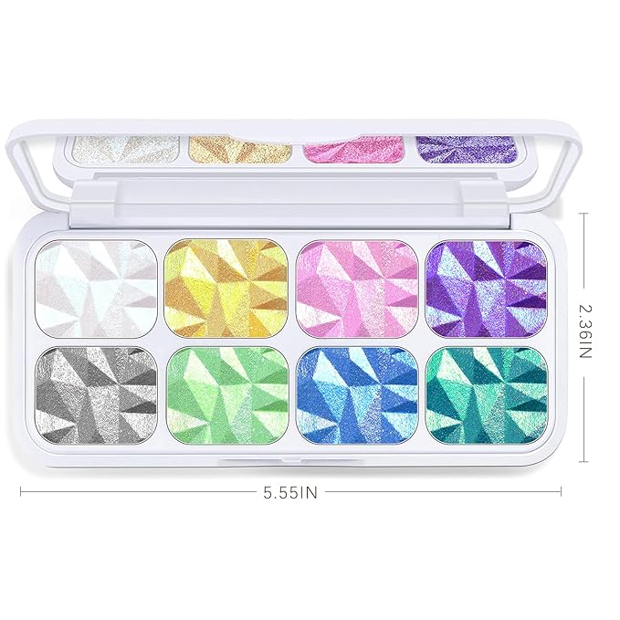 8 Colors Face Highlighter Makeup Palette Diamond Glitter iluminadores de maquillaje, Intense-Color Chameleon Eyeshadow Rainbow Shimmer Highlighter Metallic Contour Bronzer Palette