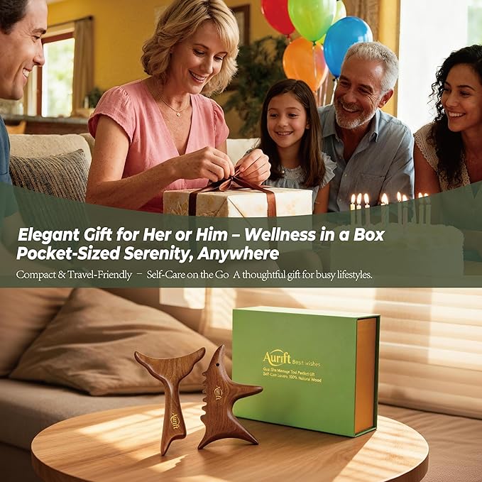 Gua Sha Tool & Acupoint Massage Set, Christmas Gifts for Adults Women, Wood Therapy Massage Tools for Body & Face, Lymphatic Drainage Massager, Jaw Lifting for Relaxation, Foot Self Care