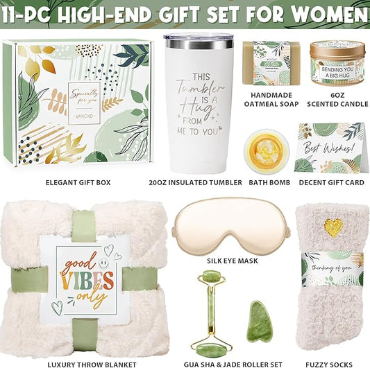 Self Care Gifts for Women Get Well Soon Gifts Basket, Birthday Gifts for Women Care Package Relaxing Spa Gifts Thinking of You Gifts w/ Blanket, Unique Christmas Gifts for Mom Her Friend Sister Wife