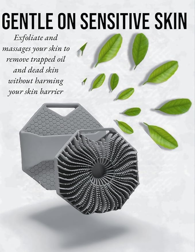 Silicone Body Scrubber, Soft and Gentle Silicone Body Exfoliating Scrubber for Shower Usage, Loofah, (Charcoal)