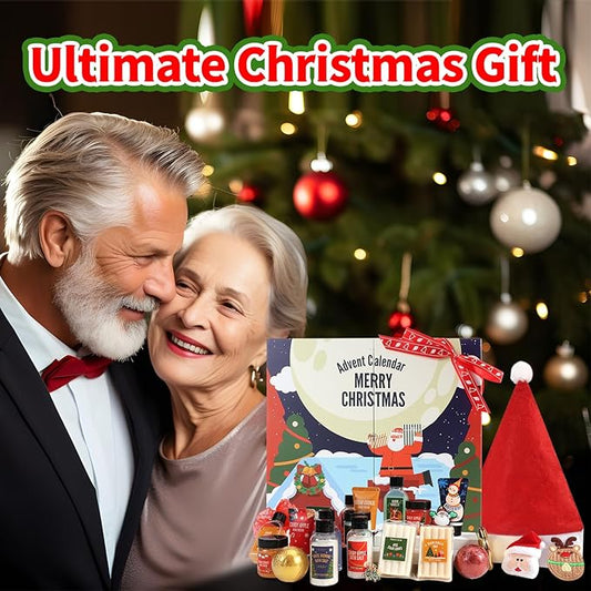 Advent Calendar 2024 Adult, Holiday Gift Baskets for Women with Hand Cream, Epsom Salt, Candle, Necklace, Brooch, Ear Clips, Skincare Beauty Advent Calendar, Happy New Year Countdown Calendar Gift Set