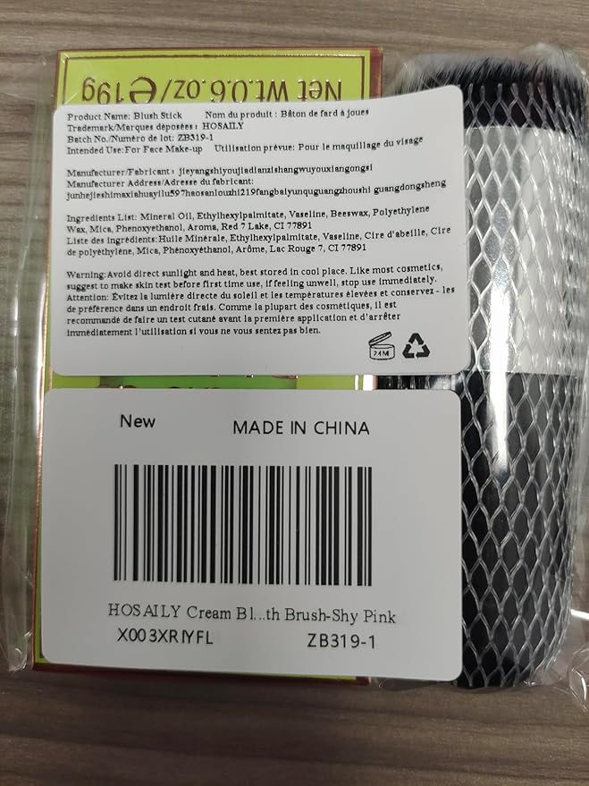 Cream Blush Stick for Cheeks, Eyes & Lips, Multi-Use Makeup Stick, Travel-Friendly Tinted Moisturizer, Natural Glow Blendable Blusher with Brush - Shy Pink