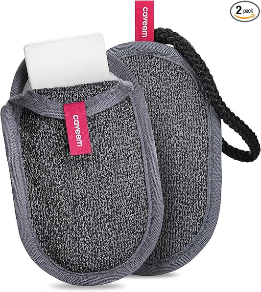 Soap Saver Bag, Rough Exfoliation Soap Pouch for Bar Soap, Soap Mesh Pocket Bar Holder Washing and Drying Bags, Soap Sack Sponge Bag for Shower Bath (2 Pack)