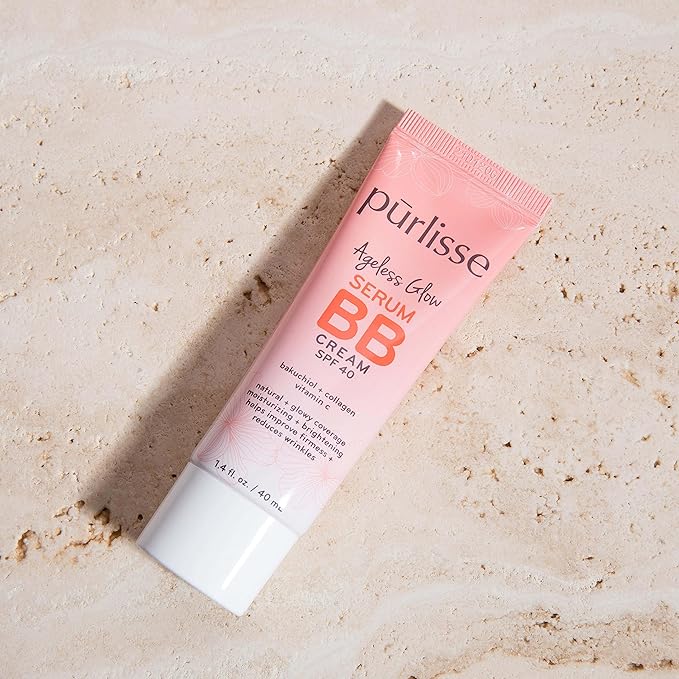 pΕ«rlisse Ageless Glow Serum BB Cream SPF 40 - Glow BB Cream with SPF Enriched with Bakuchiol & Vitamin C to Help Improve Firmness & Reduce Wrinkles for Dewy Skin - Tan Deep (1.4 oz)