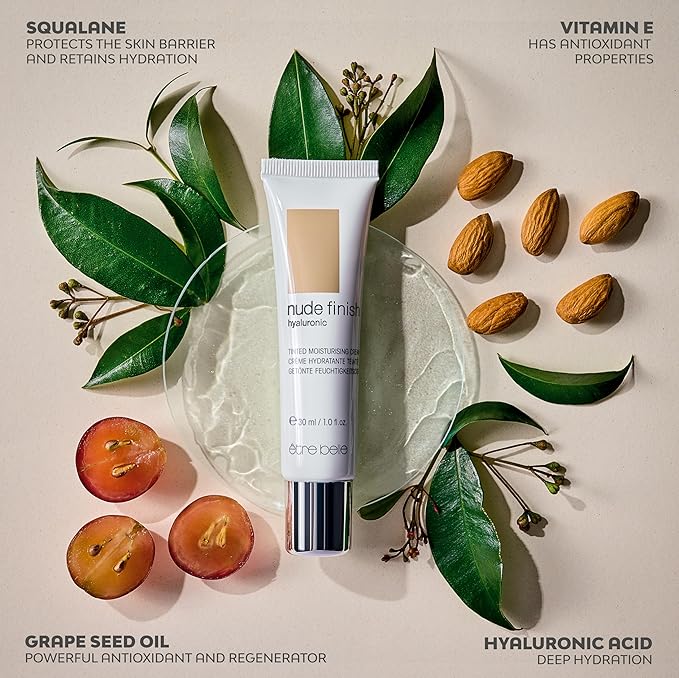 Nude Finish Hyaluronic Tinted Moisturising Cream by Γtre Belle Tinted Moisturizer/Intelligent Skin Tone Adjustment/Hyaluronic Moisturizing Care/Radiant Complexion