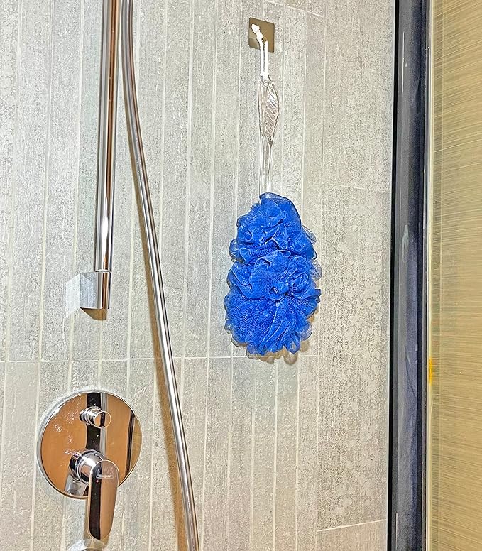 Loofah Back Scrubber for Shower,Long Handle Bath Body Brush Soft Nylon Mesh Loofah Sponge On a Stick,Exfoliating Scrub Cleaning Luffa for Elderly for Men Women(2-Pack,Bule and Green)