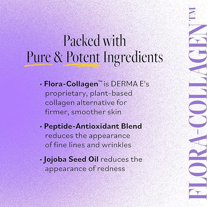 DERMA-E Advanced Peptides and Vegan Flora-Collagen Moisturizer β Double Action Collagen Face Cream with Peptide Complex β Intensely Hydrating Face Moisturizer for Lines, Wrinkles and Redness, 2 Oz