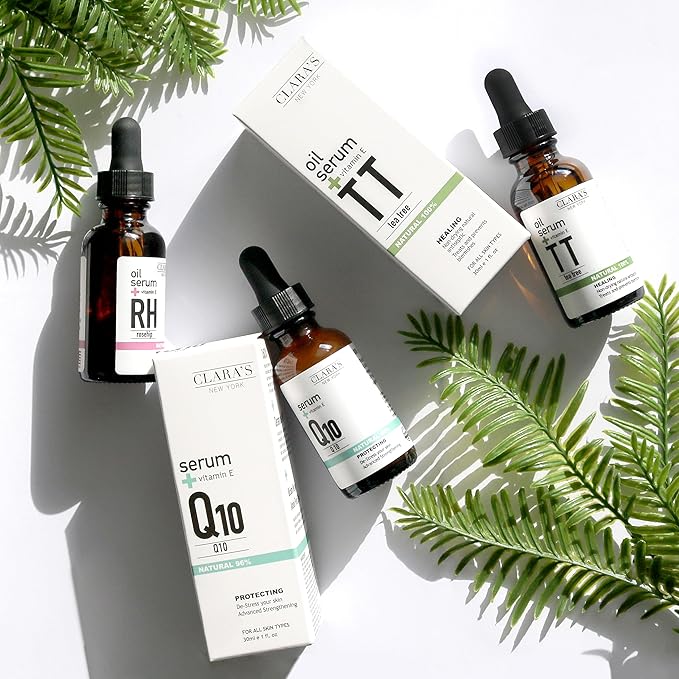 Claraβs New York 100% Natural Tea Tree Facial Oil Serum with Vitamin E β Lightweight, Non-Greasy, Acne & Redness Calming Face Oil for Blemish-Prone Skin β Vegan, Cruelty-Free β 30ml