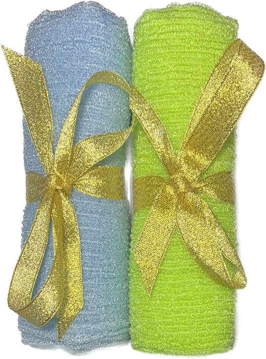 2 pcs/Set Long Home Sauna Spa Exfoliating Nylon Bath Cloth/Towel - Body Back Scrubber - Magic Shower Washcloth for Body - Shower Scrubber - Remove Dead Skin - Great for Skin Care in The Bath