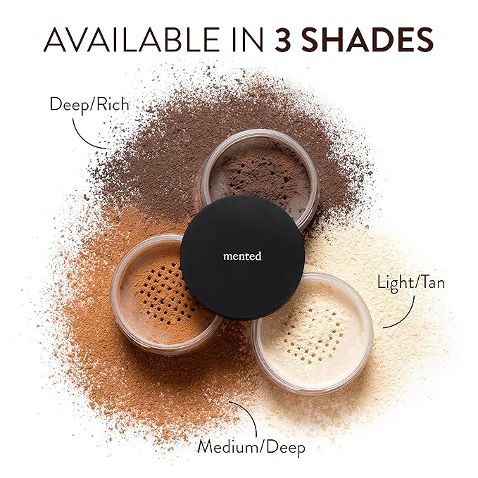 Mented Cosmetics Pressed Powder Makeup, Translucent Setting Powder Compact for Face Make up, Oil Control, Matte Finish, Long-Lasting Wear, Ideal for Black Women, Portable Compact Design, Deep/Rich