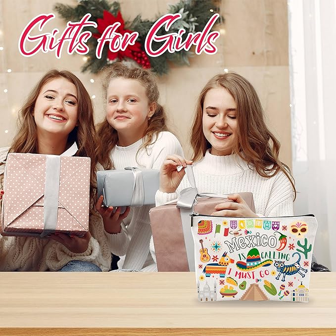 Mexico Souvenirs Cosmetic Bags For Women,Mexico Is Calling I Must Go, Makeup Organizer Bag, Toiletry Pouch, Small Travel Storage Bag, Mexico Themed Gifts, Women Essentials - D07