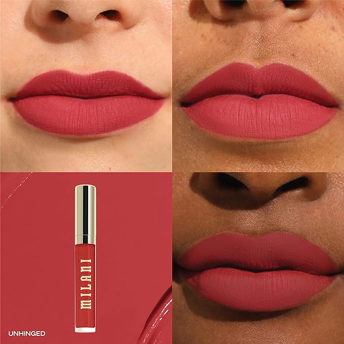 Milani Stay Put Longwear Liquid Lipstick Unhinged + Understatement Lipliner Pencil - Highly Pigmented Retractable Soft Lip Liner Pencil + Keep It Full Nourishing Lip Plumper - Moonlight