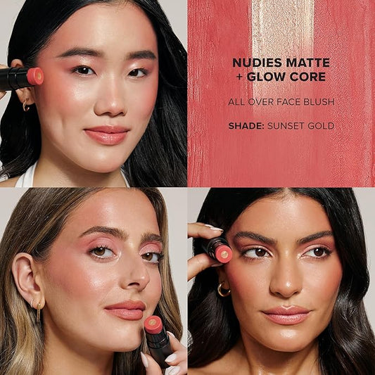 Nudies Matte + Glow Core All Over Face Blush Color - Sunset Gold