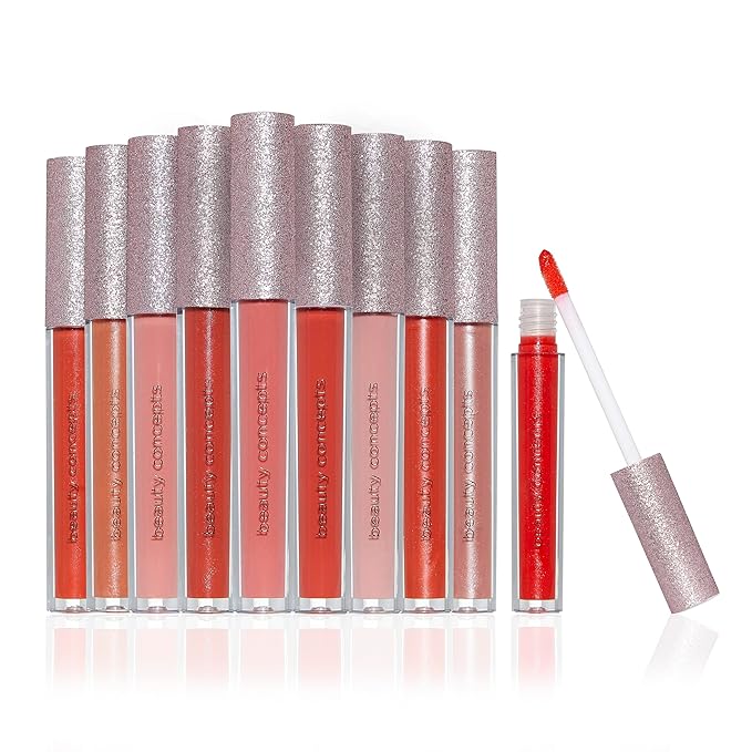 Beauty Concepts Lip Gloss Collection β Shimmering, Glossy Lip Makeup Set for a Radiant Finish, Light Pink Glitter Pantone