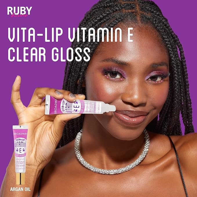 Ruby Kisses Broadway Vita-Lip Clear Lip Gloss (Vitamin E 6 Pack), Ultra-Hydrating & Soothing Formula with Multi-Vitamin Oils, High-Shine Non-Sticky Finish, Healing Lip Balm for Healthy Lips