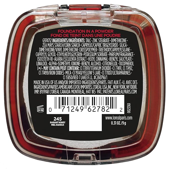 L'Oreal Paris Makeup Infallible Fresh Wear Foundation in a Powder, Up to 24H Wear, Waterproof, Radiant Honey, 0.31 oz.