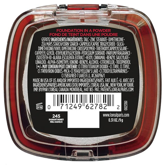 L'Oreal Paris Makeup Infallible Fresh Wear Foundation in a Powder, Up to 24H Wear, Waterproof, Radiant Honey, 0.31 oz.
