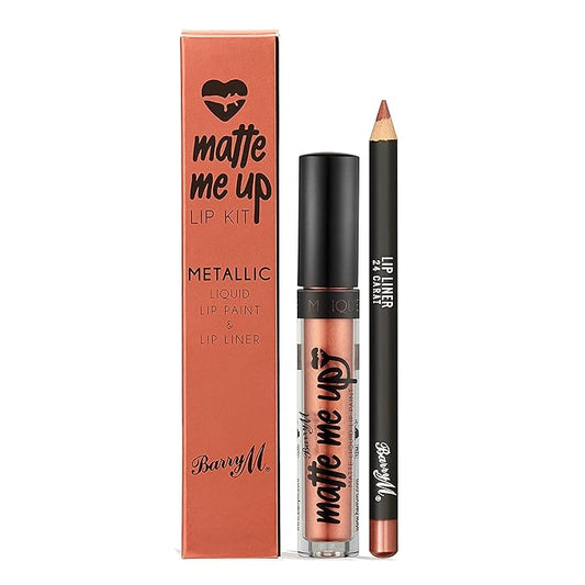 Barry M - Ultra-Long Wearing, Non-drying, Matte Me Up - Metallic Lip Paint and Lip Liner - 24 Karat