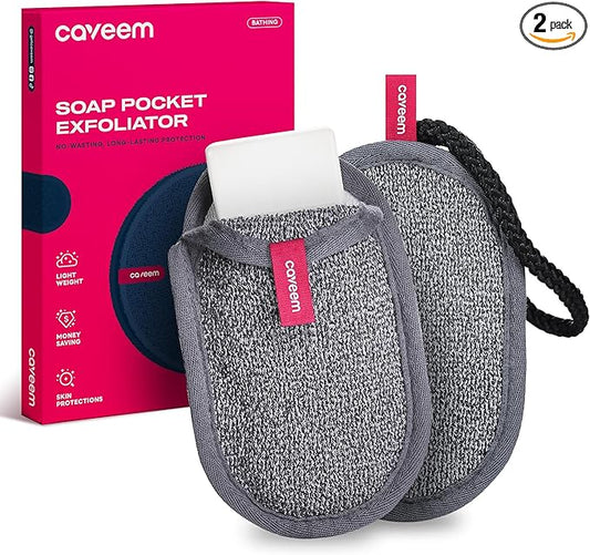 2 Pack Dual-Sided Softness Exfoliation Soap Pouch, Soap Saver Bag for Bar Soap, Soap Mesh Pocket Bar Holder for Washing Body, Soap Sack Sponge Bag for Shower Bath