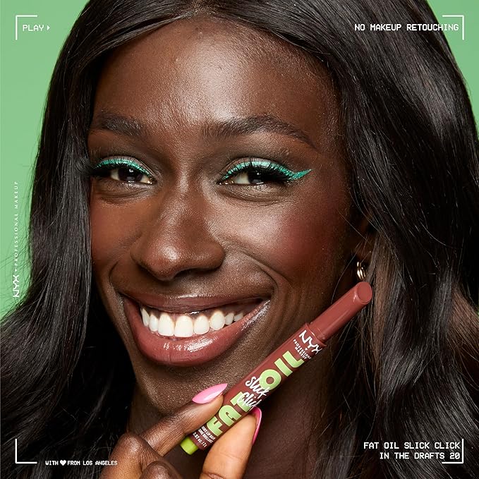 NYX PROFESSIONAL MAKEUP Fat Oil Slick Click, Lightweight, Buildable Pigmented Vegan Lip Balm - Story or Post (Peach)