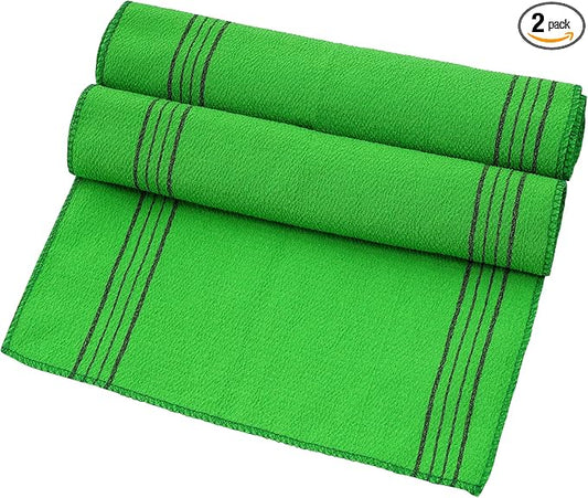 obmwang 2 Pieces Korean Exfoliating Washcloth Towel Long Bath Wash Cloths Exfoliating Shower Towel Skin Back Scrubber for Daily Shower Bathing Exfoliating