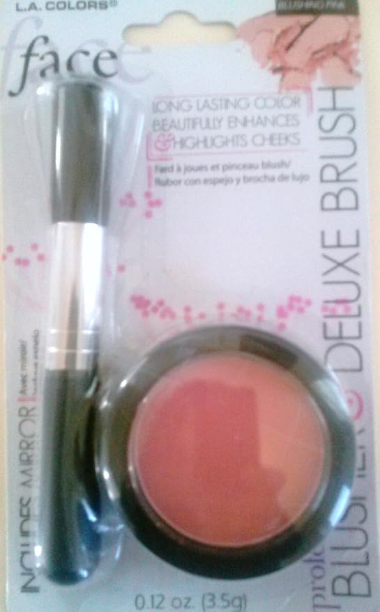 L.A. COLORS Blusher & Deluxe Brush (carded), Blushing Pink CBC142A