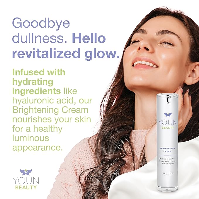 YOUN Beauty Brightening Cream with Kojic Acid, Glycolic Acid & Licorice Extract, 50ml β Hydroquinone-Free Cream for Face, Neck & DΓ©colletΓ©
