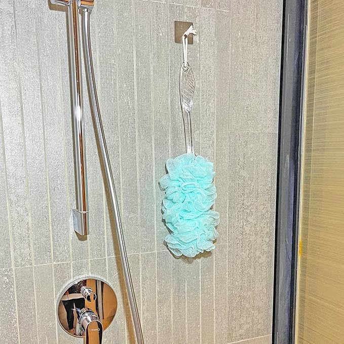 Loofah Back Scrubber for Shower,Long Handle Bath Body Brush Soft Nylon Mesh Loofah Sponge On a Stick,Exfoliating Scrub Cleaning Luffa for Elderly for Men Women(2-Pack,Green)