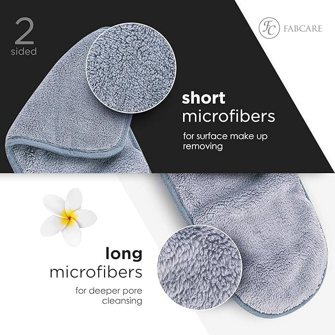 FABCARE Makeup Remover Cloth Microfibre (4 Pieces) - DERMATEST Very Good - Washable up to 95Β°C - Integrated Removal Glove for Face - Reusable and Washable Microfibre Cloths for Skincare