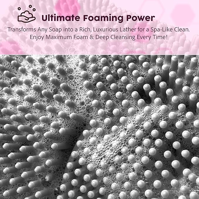 Lintach™ Silicone Body Scrubber – Gentle Exfoliating Body Scrubber – Ergonomic Shower and Bath Brush for Men and Women – Reusable and Food-Grade Silicone Brush for Smooth, Supple Skin, (Gray)