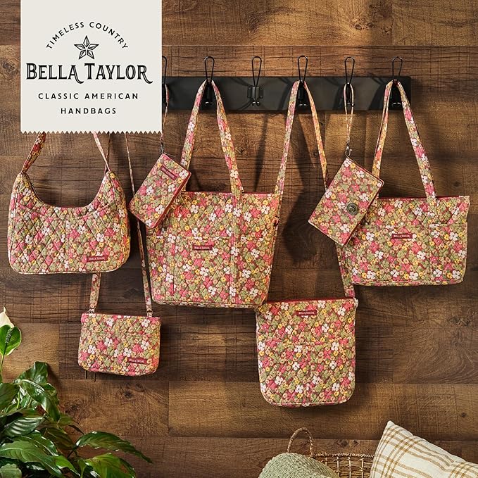 Bella Taylor Large Makeup Pouch for Women | Quilted Cotton Cosmetic Bag for Travel and Organization | Autumn Garden