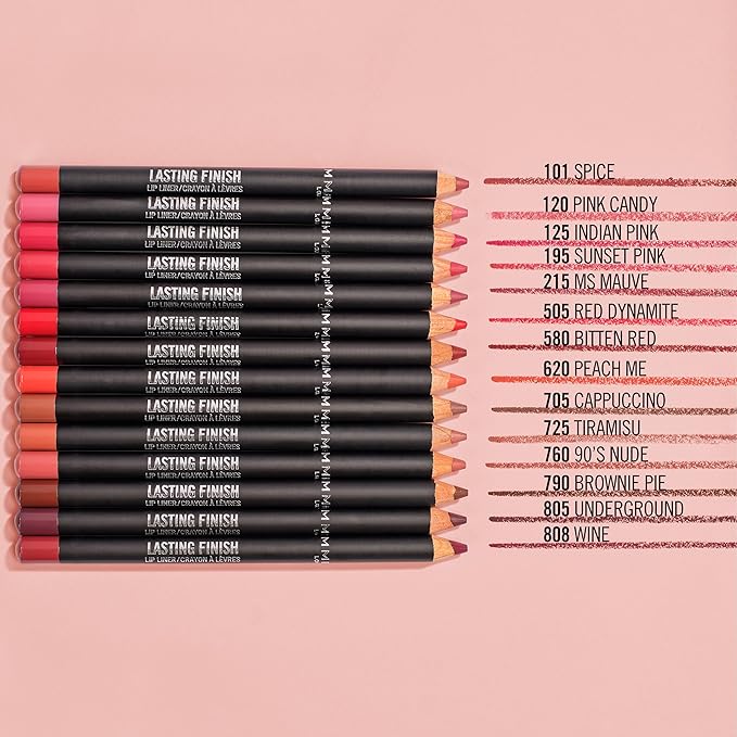Rimmel Lasting Finish 8HR Soft Lip Liner Pencil - Vibrant, Blendable Formula to Lock Lipstick in Place for 8 Hours - 120 Pink Candy, .04oz,Pack of 1
