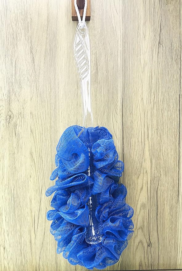 Loofah Back Scrubber for Shower,Long Handle Bath Body Brush Soft Nylon Mesh Loofah Sponge On a Stick,Exfoliating Scrub Cleaning Luffa for Elderly for Men Women(2-Pack,Blue)