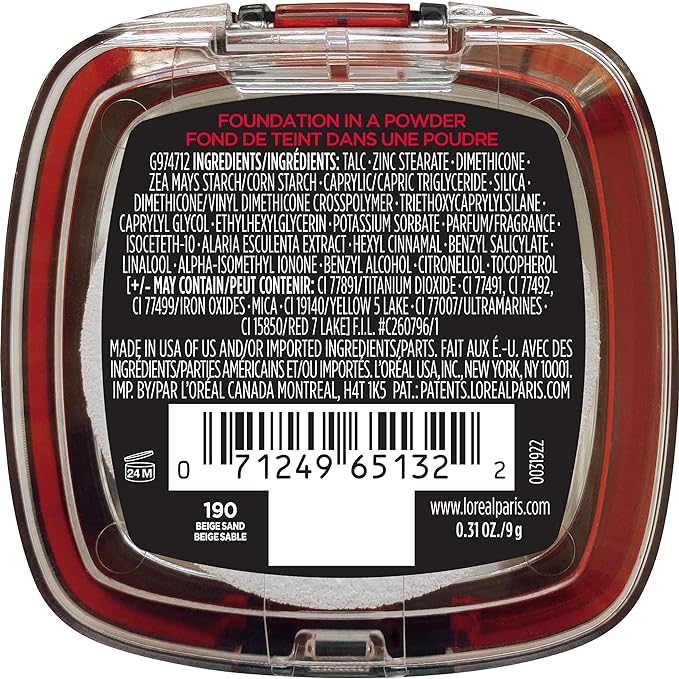 L'Oreal Paris Makeup Infallible Fresh Wear Foundation in a Powder, Up to 24H Wear, Waterproof, Beige Sand, 0.31 oz.