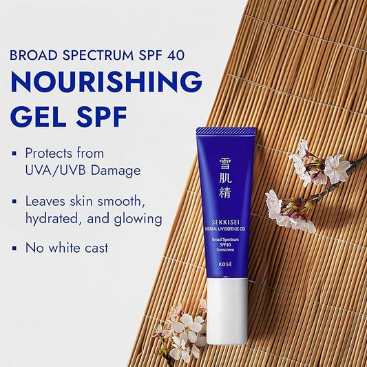 SEKKISEI Herbal UV Defense Gel for Face Broad Spectrum Sunscreen, SPF40, 1 Ounce