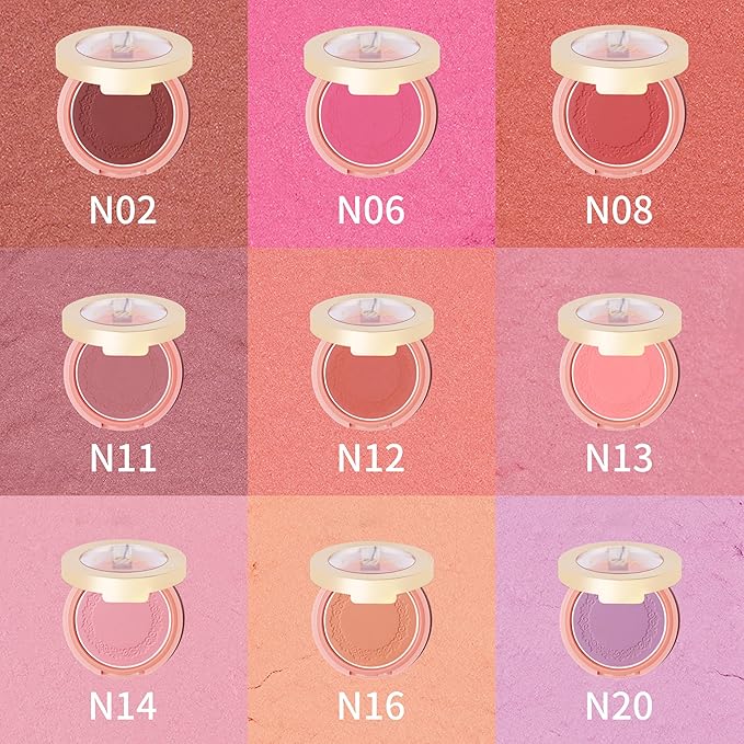 Oulac Blush Face Coral Matte | Pigmented Powdery Cream Blusher Warm Skin Light Medium| Natural Matte | Light Weight&Blendable| Cruelty-Free Blush| 12 Forever Young 4.8g