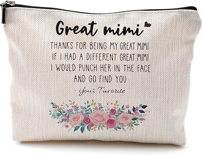 Funny Floral Makeup Cosmetic Bag - Grandma Mother's Day Gifts from Grandchildren, Small Purse Makeup Bag
