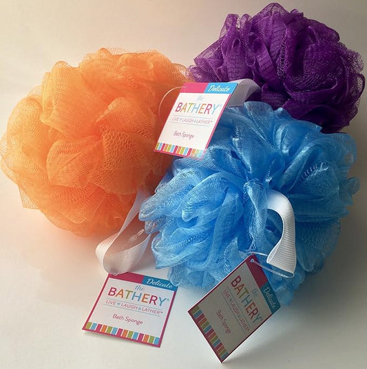 Delicate Exfoliating Bath and Shower Sponge Mesh Pouf Set Of 3