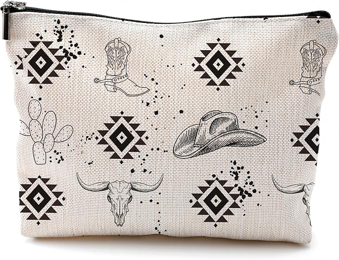 Western Makeup Bag, Gifts for Women, Cow Makeup Bag, Cowgirl Stuff and Gifts