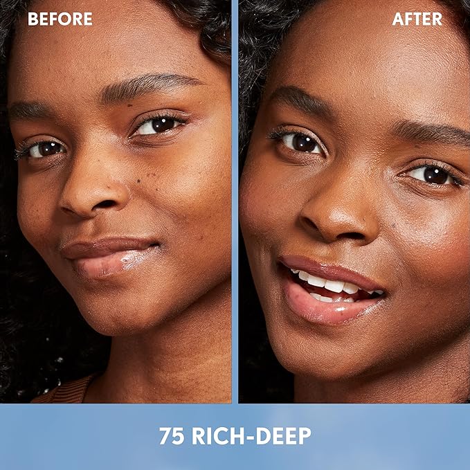 Covergirl Simply Ageless Skin Perfector Essence Foundation, 75 Rich-Deep, Tinted Skincare Makeup Hybrid, Sheer Tint, Radiant Finish, Glowy Finish, Vegan Formula, 1.0oz