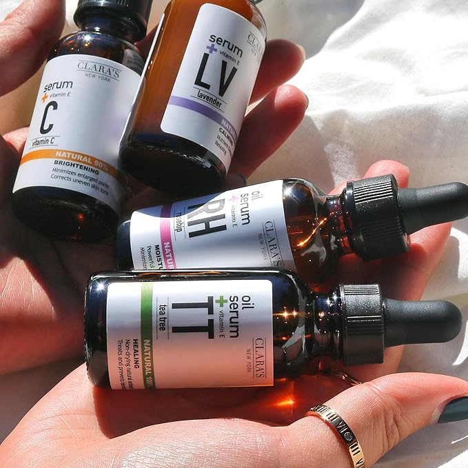 CLARA'S NEW YORK 100% Natural Rosehip Facial Oil Serum with Vitamin E β Hydrating, Anti-Aging Face Oil for Fine Lines & Wrinkles β Lightweight, Non-Greasy β 30ml β Made in USA